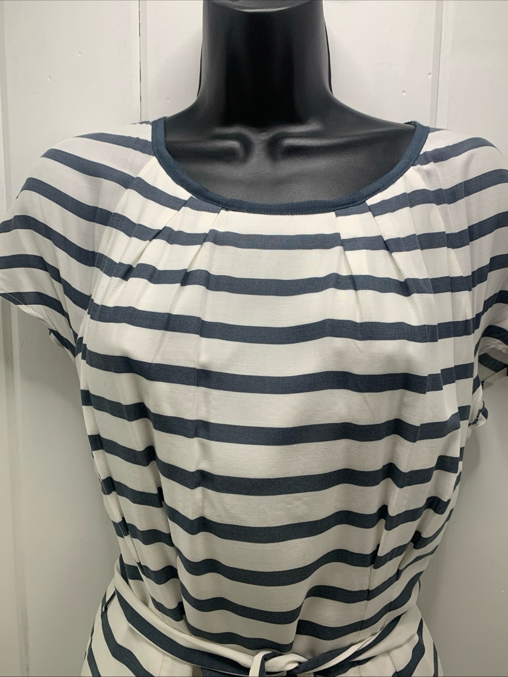 BODEN Dress Sz 10 Easy Day Lines Striped Grey White Yellow Fully Lined Nautical - Picture 3 of 15